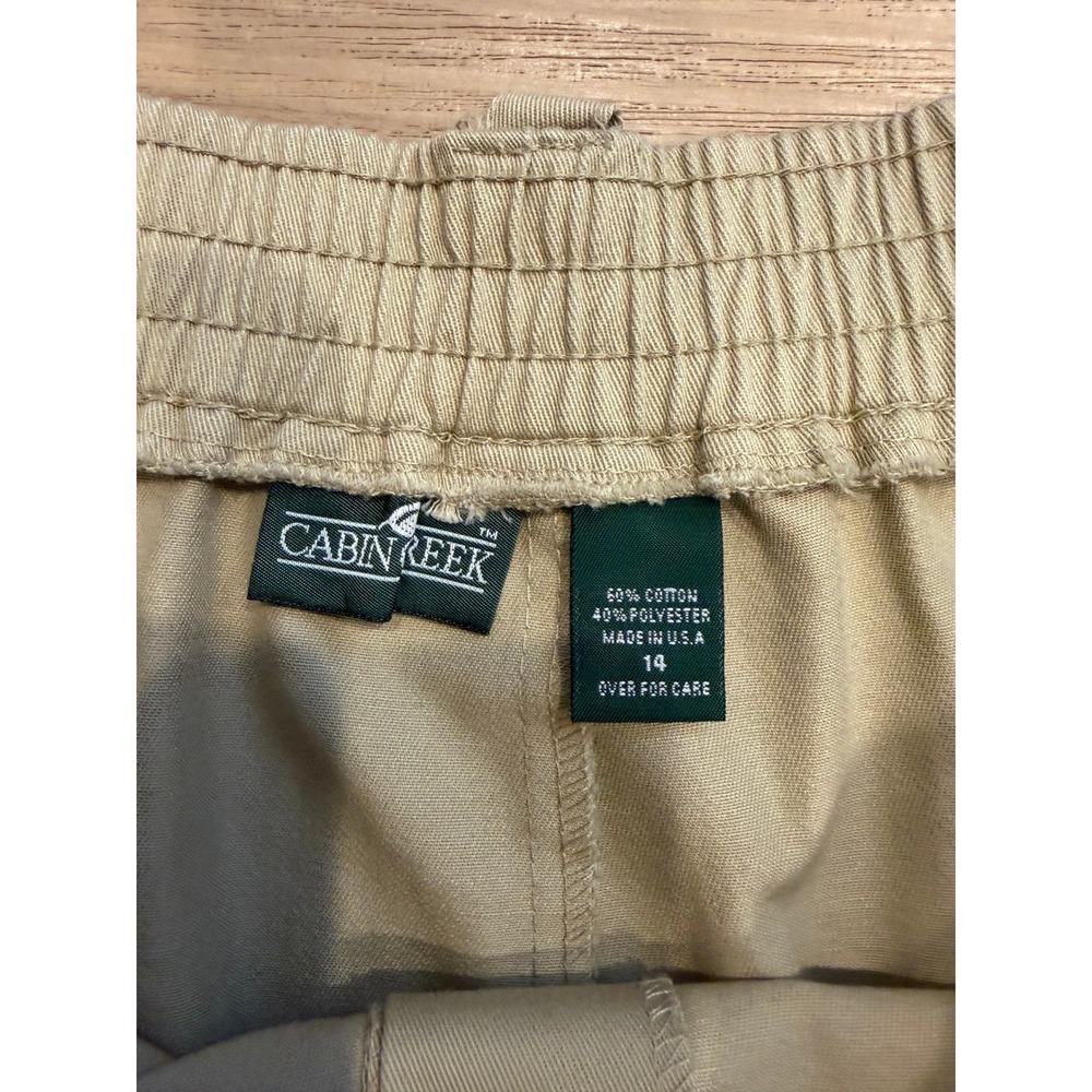 Cabin Creek Tan A-Line Button Front Skirt Pockets Size 14 Cabin Grandma Core - Picture 2 of 4